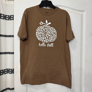 Hello Fall T-shirt by Hanes in unisex size Large